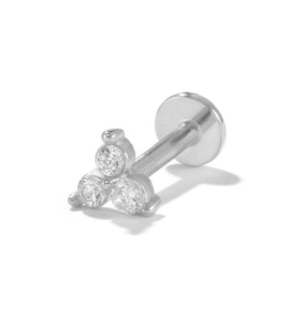 Flat Back Single Earring -  Triangle CZ