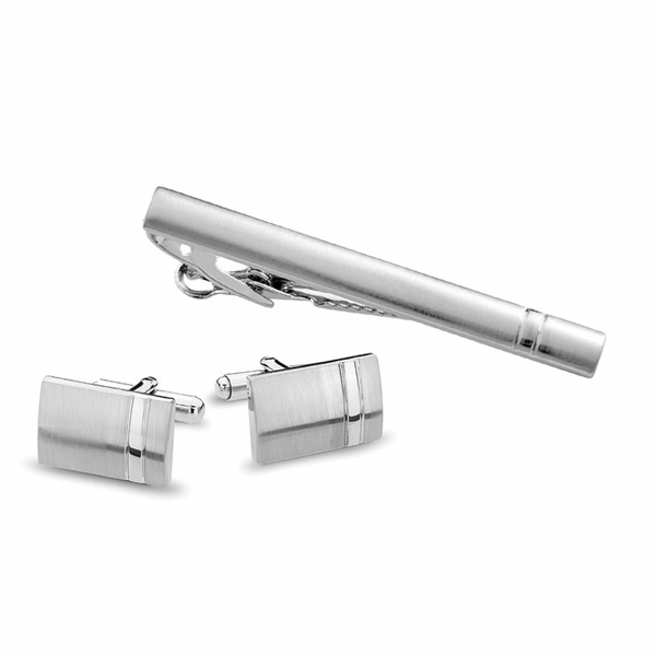 Blaze Fashion Sterling Silver Cufflink and Tiebar Set