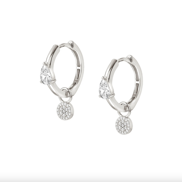 Lucentissima:  Pave CZ Circle Sterling Silver Hoop Earrings