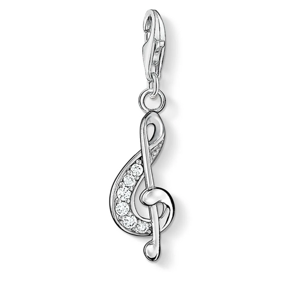 Musical Clef with CZ Silver Charm