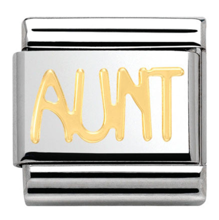 Family: Aunt Writing Gold Charm
