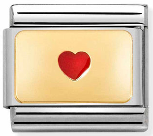 Love - Small Red Heart Gold Charm