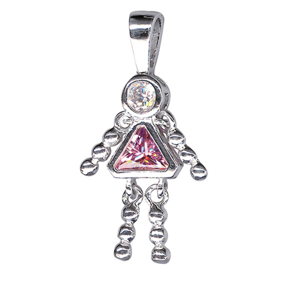 Sterling Silver Gem Boy/Girl Pendant