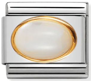 Gemstones - June Birthstone (Mother of Pearl) Gold Charm