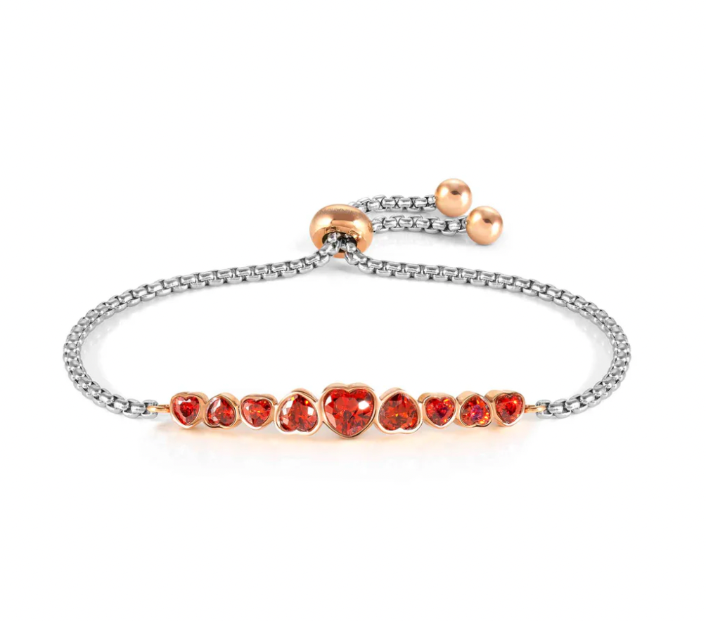 Stainless Steel Milleluci Red Heart CZ Bracelet