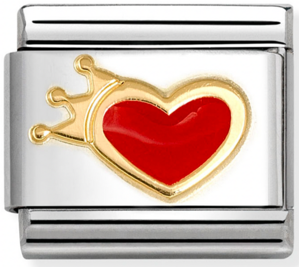 Love - Red Heart with Crown Gold Charm