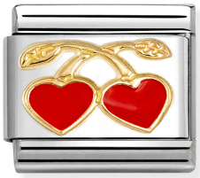 Fruits - Red Heart Cherries Gold Charm