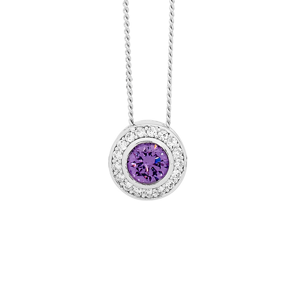 Amethyst CZ with White CZ Claw Surroundings - Pendant & Earring