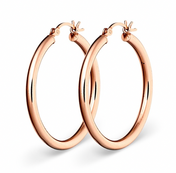 Earring - Rosegold Plain Hoop Earring - 2 Sizes