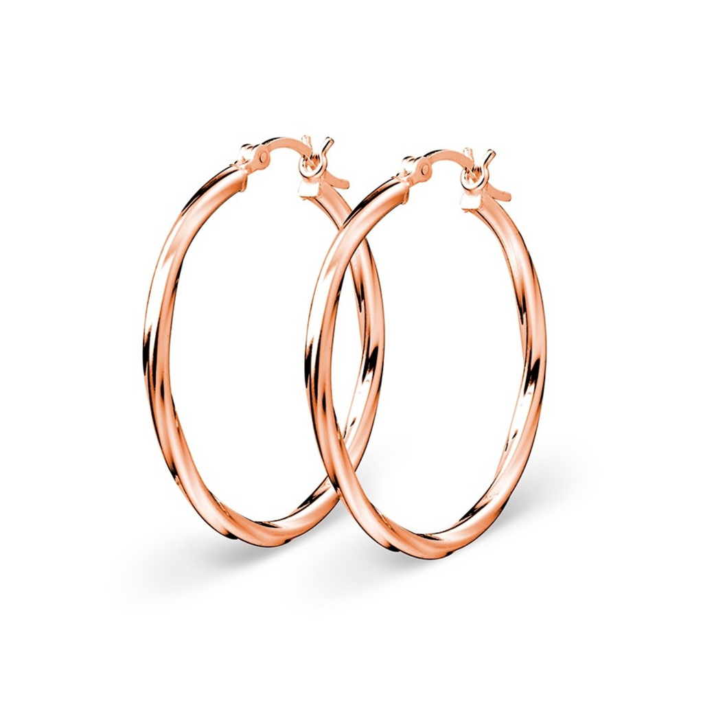 Earring - Rosegold Twisted Hoop Earring - 2 Sizes