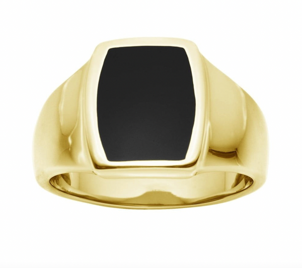 Men Rings - Blaze Stainless Steel Men's Polished Onyx Ring