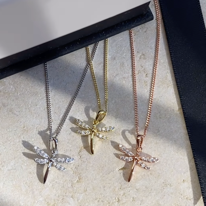 Dragonfly with CZ Pendant - 2 Colours