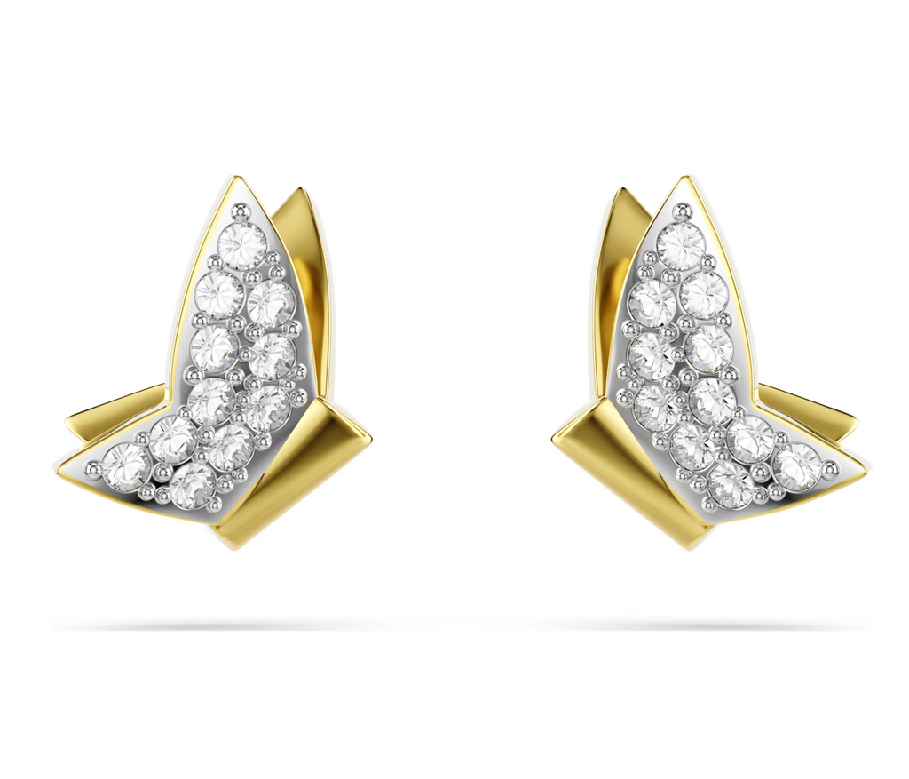 Idyllia Lilia: White Butterfly Gold Earrings