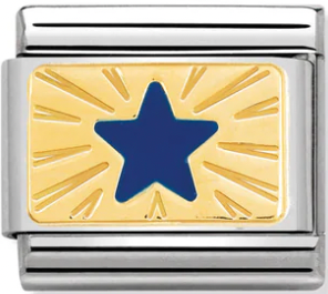 Etched Symbols - Blue Star Gold Charm