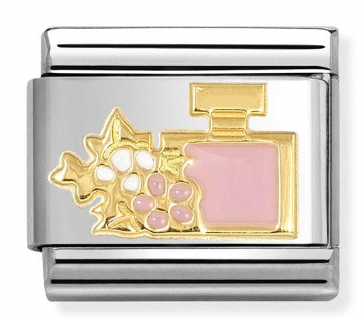 Symbol - Perfume with Pink Flowers Gold Charm