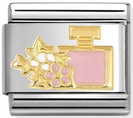 Symbols - Pink Perfume with Flowers Gold Charm