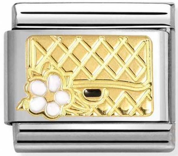 Symbols - Bag with White Flower Gold Charm