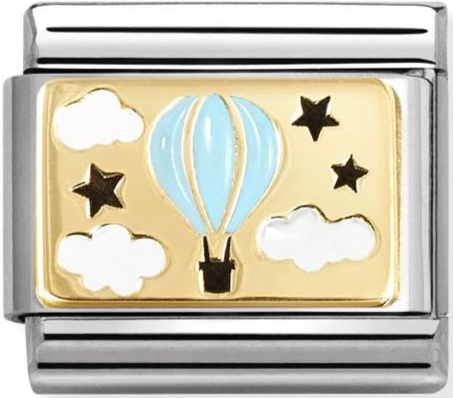 Transport - Blue Hot Air Balloon Gold Charm