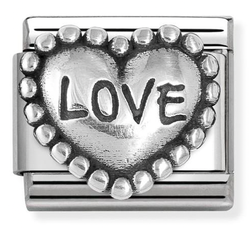 Family - Heart with Dots Love Silver Oxidised Charm
