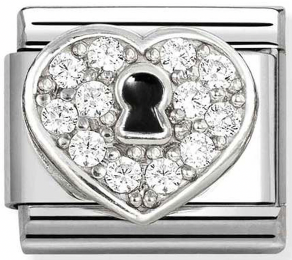 Love - Heart Padlock with CZ Silver Charm