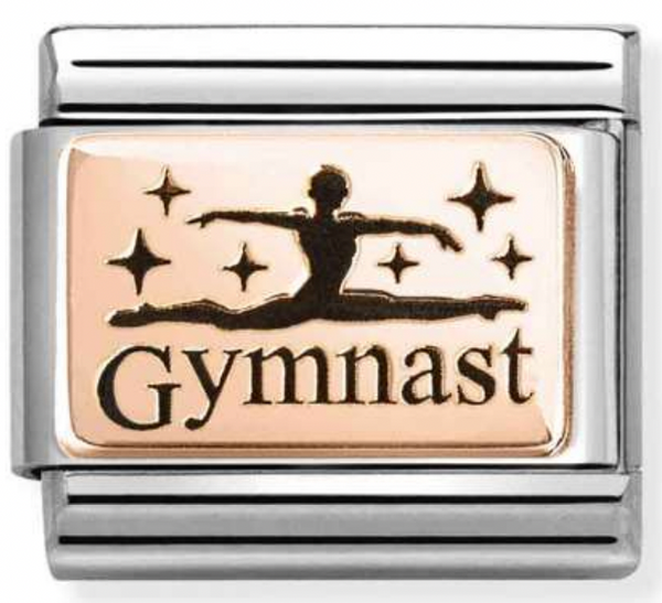 Hobbies - Gymnast with Black Enamel Rosegold Charm