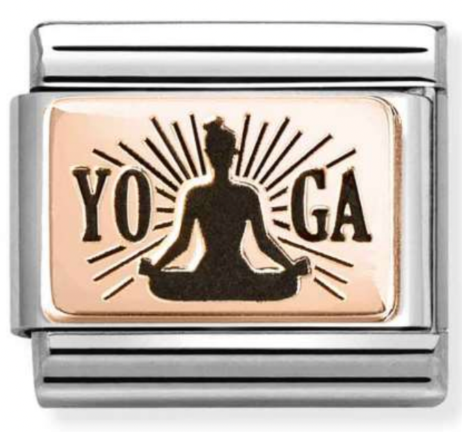 Occassion - Yoga Lotus Pose with Black Enamel Rosegold Charm
