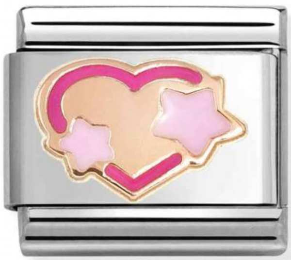 Love - Pink Heart with Star Rosegold Charm