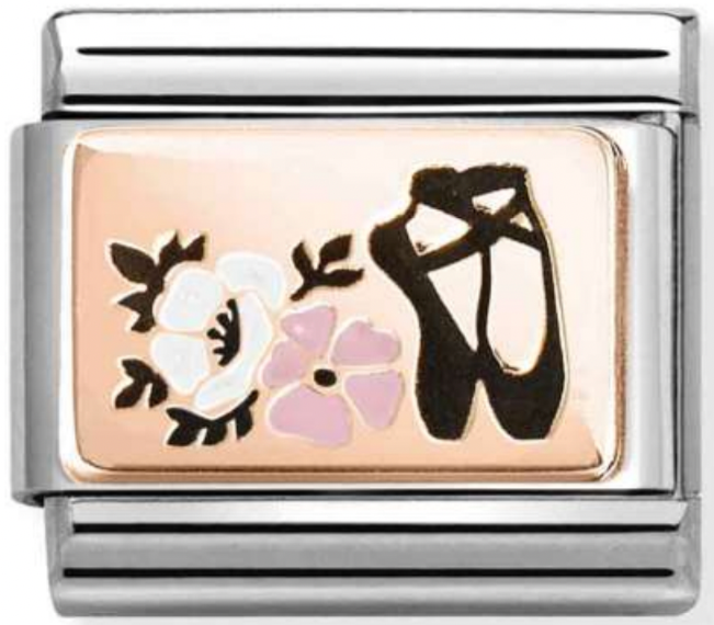 Hobbies - Ballet Shoes with Flowers Rosegold Charm