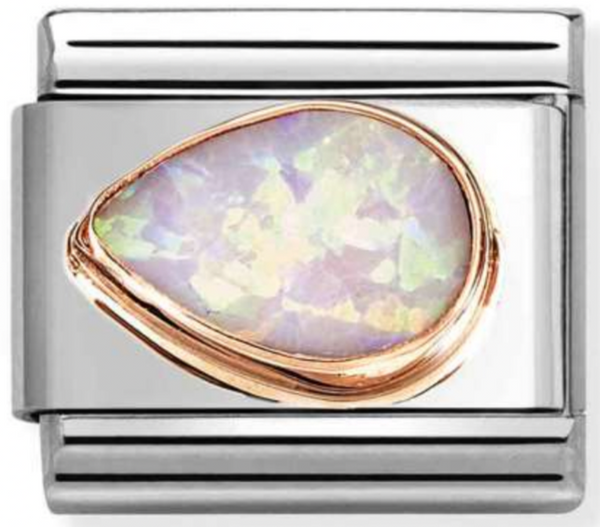 Gemstones - Pink Opal Left Drop Rosegold Charm