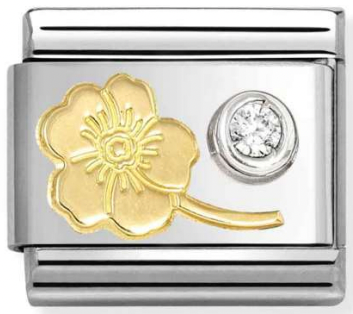 Nature - Myosotis Forget Me Not with CZ Gold Charm