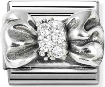 Symbols - Raised Bow with CZ Oxidised Silver Charm