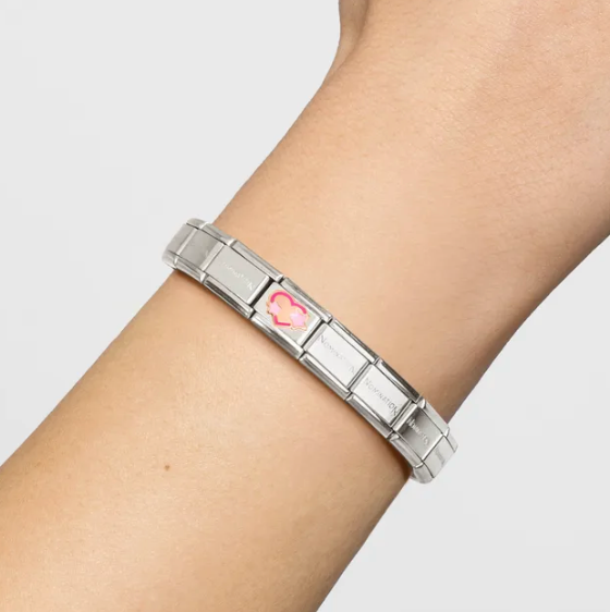 Love - Pink Heart with Star Rosegold Charm