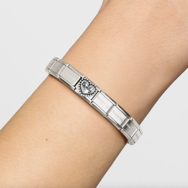 Family - Family Hearts with Dots Oxidised Silver Charm