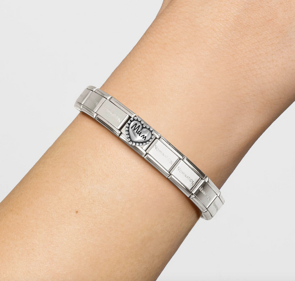 Family - Mum Heart with Dots Oxidised Silver Charm