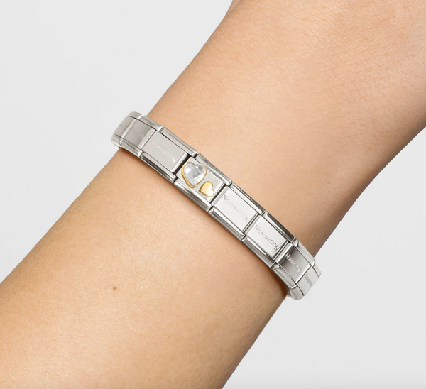 Love - Clear CZ & Heart Gold Charm