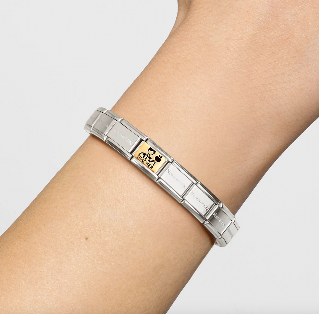 Occupation - Male Teacher with Black Enamel Gold Charm