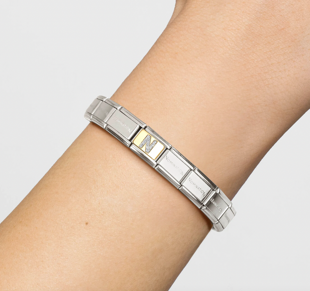 Glitter Gold - Letter N Charm