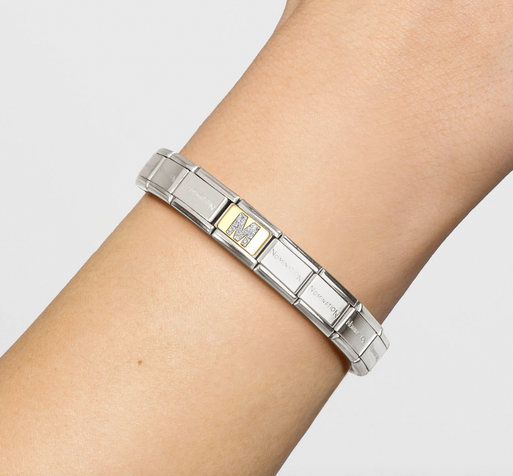 Glitter Gold - Letter M Charm