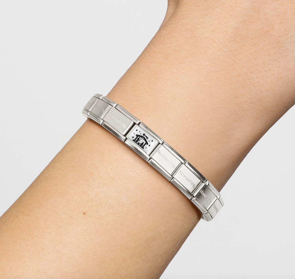 Religion - Nativity Scene with Black Enamel Silver Charm