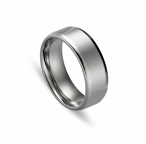 Men Rings - Blaze Titanium Center Matte w/ Shiny Edges Ring