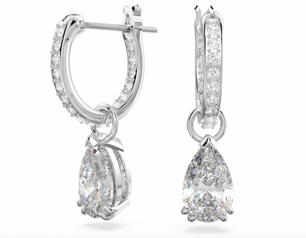 Millenia Pear Cut Silver Hoop Earrings