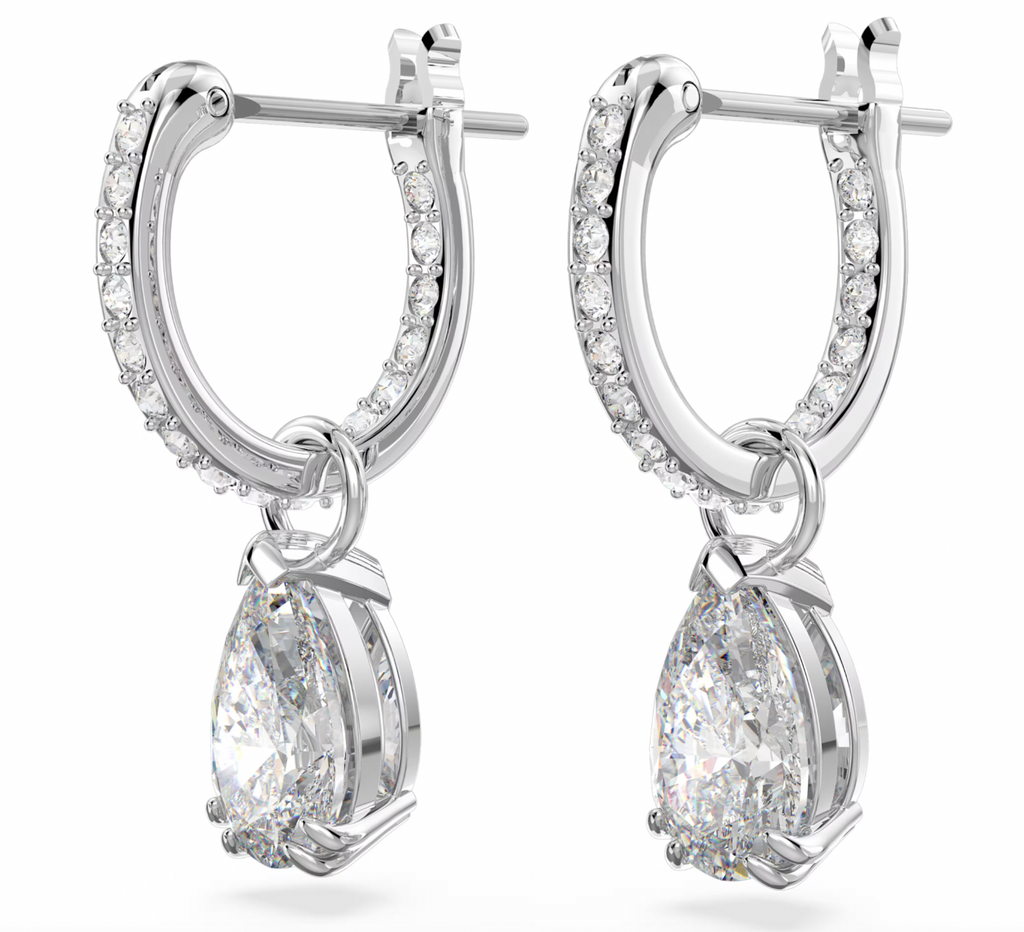 Millenia Pear Cut Silver Hoop Earrings