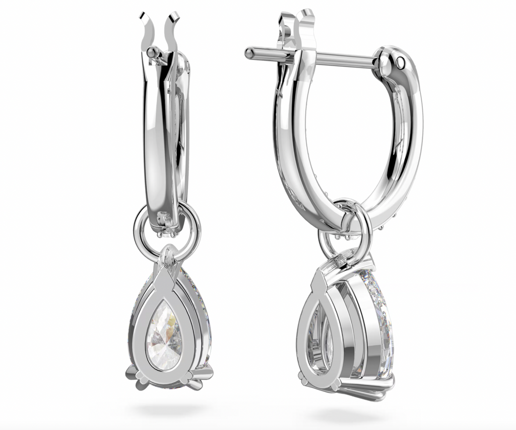 Millenia Pear Cut Silver Hoop Earrings