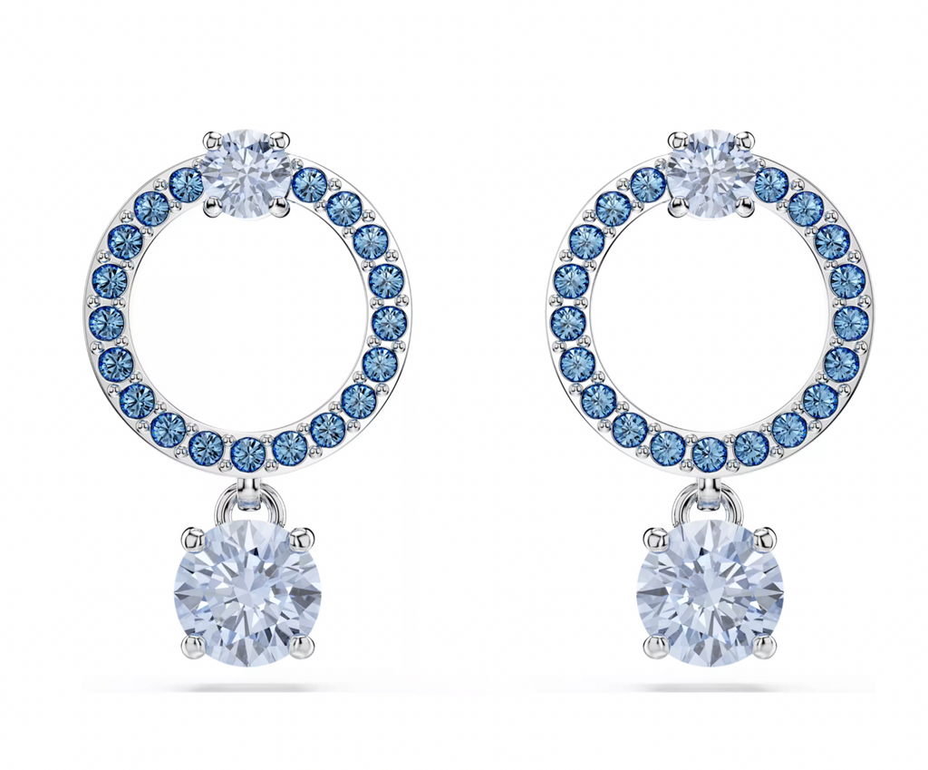 Attract Round Blue Drop Earrings