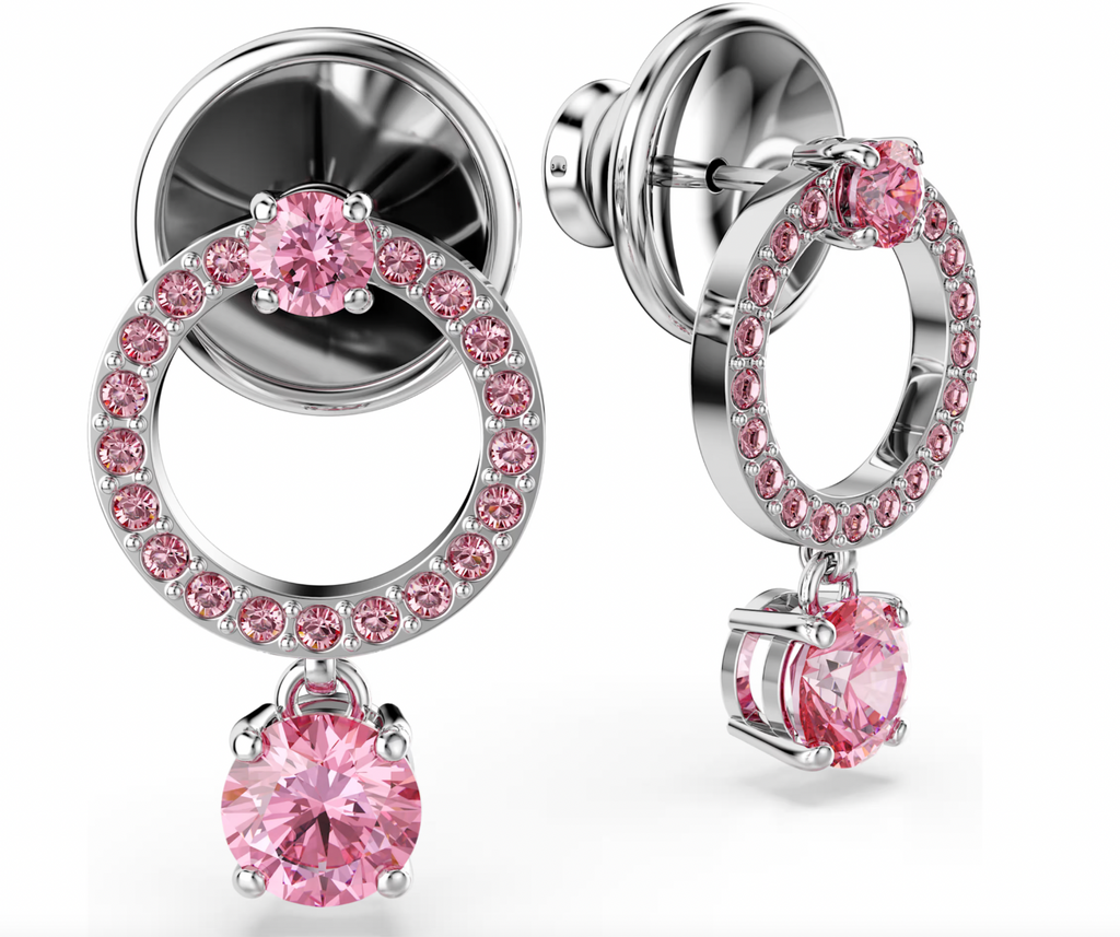 Attract Round Pink Drop Earrings