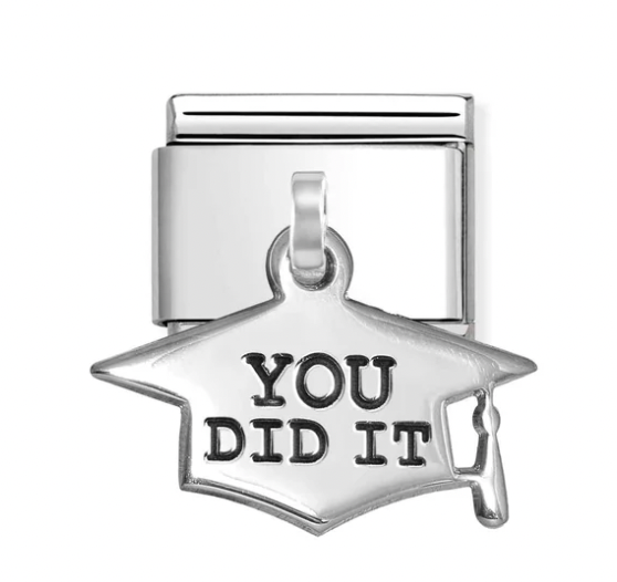 Dangle - You Did It Graduation Hat Silver Charm