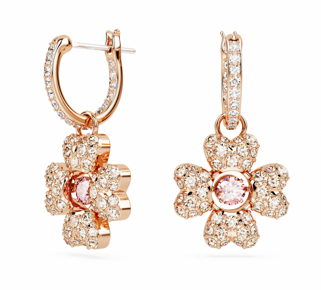 Idyllia Clover Rosegold Drop Earrings