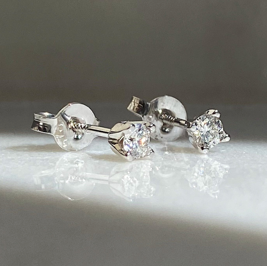 Round Cut Diamond Stud Earrings 0.25ct G/SI