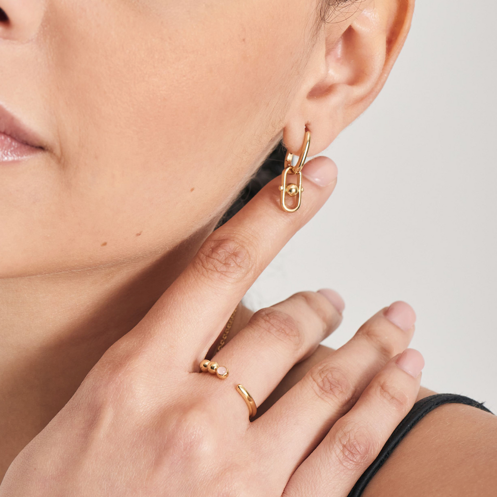 Spaced Out - Orb Rose Quartz Adjustable Gold Ring