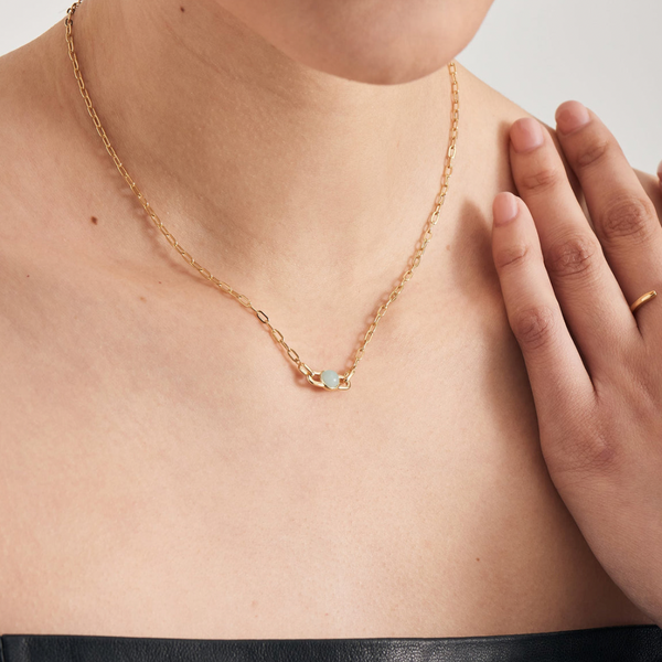 Spaced Out - Amazonite Orb Link Gold Necklace